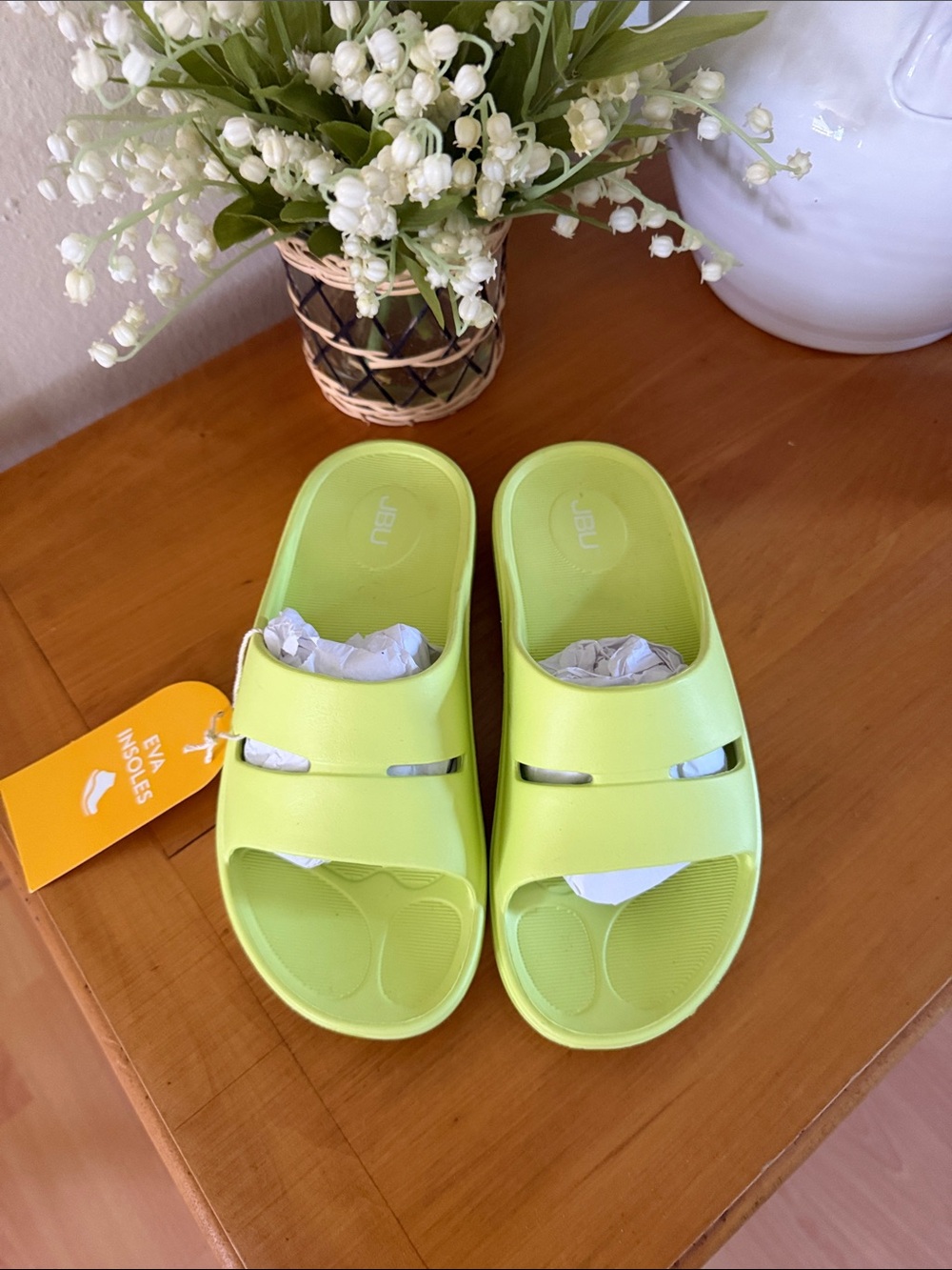 JBU Women's Lime Slide Sandals in Bright Lime - Picture 2 of 10